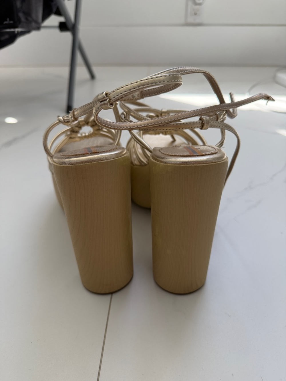 Sam Edelman Gold Strappy Platform Heels for Women - Picture 6 of 7